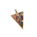 Crystal Point Pendant Triangle Gold & Colourful Chip Necklace